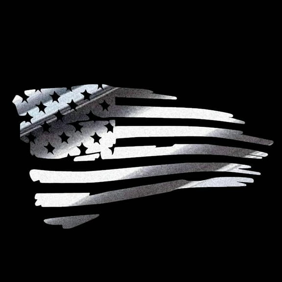 American Flag USA Tattered Vinyl Decal Sticker UV & Waterproof Bumper Window Laptop Automotive Water Bottle Gift accessories – SILVER CHROME 7"