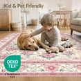thumbnail image 4 of ODIKA 8'x10' Washable Area Rug Non-Slip Chair-Friendly Mat Vintage Floral Motif Distressed Ornate Blossom Scrollwork Design for Dining Room, Large Office, Lounge, 4 of 7