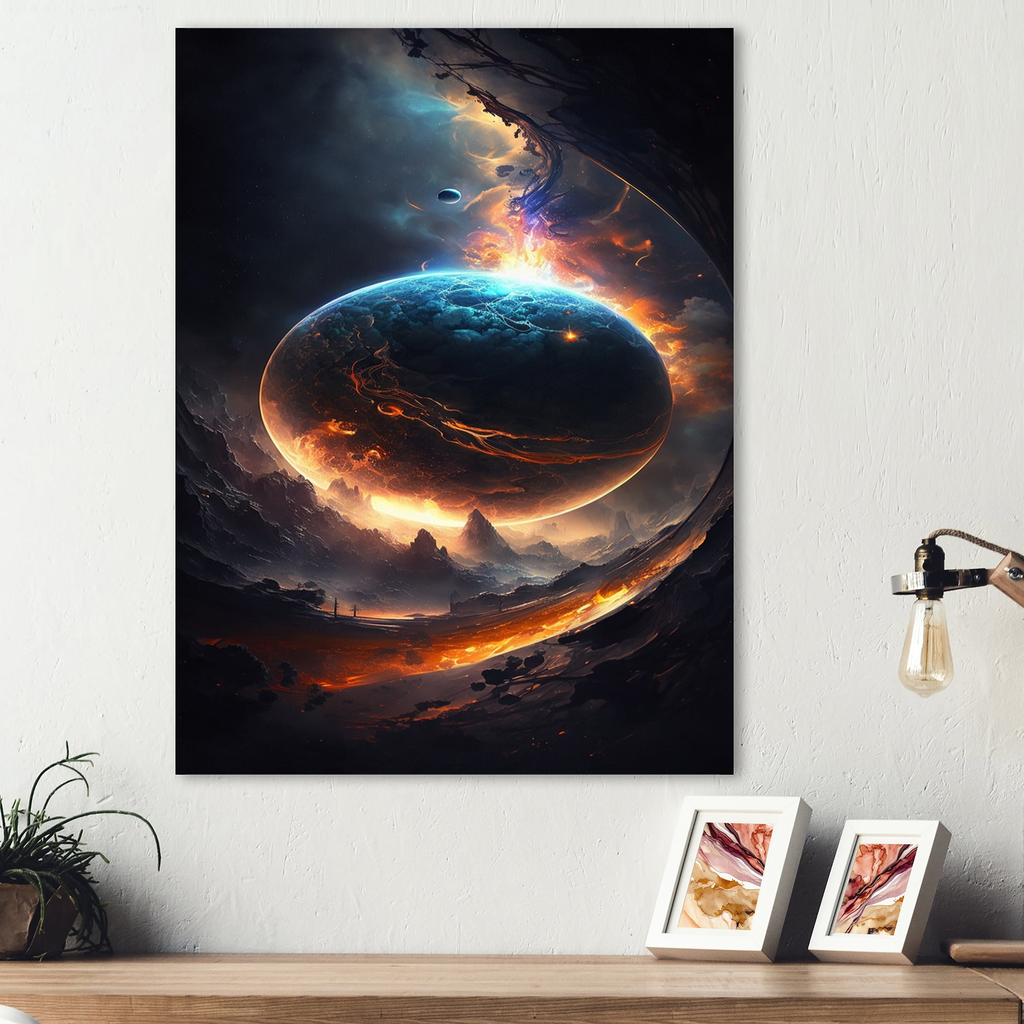 Designart Deep Space Planet Fusion III Canvas Wall Art