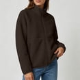 thumbnail image 3 of Womens Fleece Jacket Solid Color Full Zip Stand Collar Warm Winter Coat with Zipper Pockets, 3 of 9