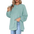 thumbnail image 1 of Fashnice Hauts pour Femmes Chandail en Molleton Col Rond Manches Longues Chandail Doux Automne Chandails en Molleton Vert Clair TG, 1 of 4