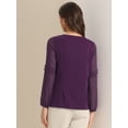 thumbnail image 4 of DARING DIVA Chiffon Semi Sheer Long Sleeves Blouses S Deep purple, 4 of 6