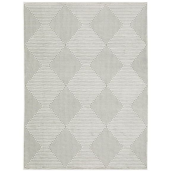 Oriental Weavers Montecito Area Rug - 8111W - 3'3" x 5' - in Grey/ White - Modern Style, Stain Resistant, Family and Pet Friendly , Entrway, Bedroom Rug