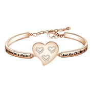 MYOSPARK Mother Daughter Bracelet The Love Between A Mother and Her Children is Forever Bracelet Mother Gifts Mother's Day Gift(3 heart)