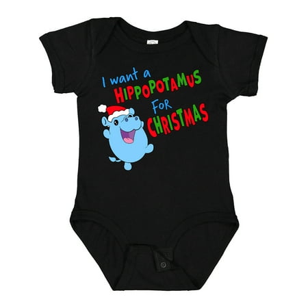 

Inktastic I Want a Hippopotamus for Christmas Cute Stuffed Hippo Gift Baby Boy or Baby Girl Bodysuit