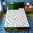 thumbnail image 4 of Meiyoeat Vibrant Checkerboard Pattern Zipper Full Size Comforter Sets with Fitted Sheet and 2 Pillowcases, Retro Chess Print Zipper Bedding Set for Dorm, Green Black,4pcs, 4 of 6
