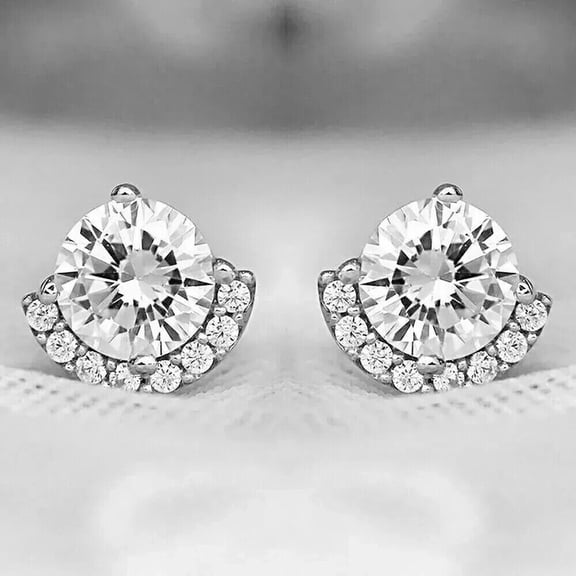 2Ct Round Cut Lab Created Diamond Women's Beauty Stud 14K White Gold Plated