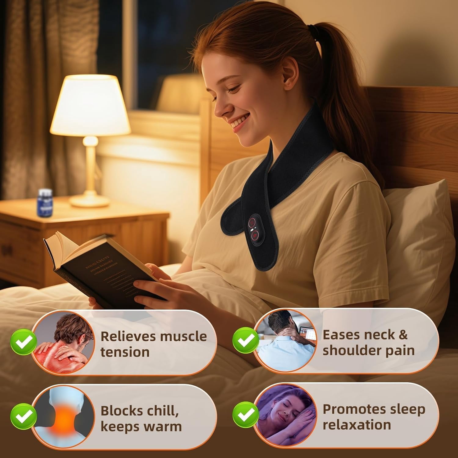 Cordless Red Light Belt for Neck, Portable Wrap with Timer for Neck Muscle Relief, Near Light Neck Wrap Heating Pad for Neck, Wearable Belt Neck Wrist Wrap Hand Legs Unisex Gift