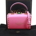 thumbnail image 3 of Pre-Owned Valentino Garavani Rockstud Alcove Box Grainy Calfskin Leather Shoulder Bag Pink, 3 of 12