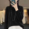 thumbnail image 1 of Suéter de mujer otoño/invierno de alta calidad, suave, 100 % lana merino, con cuello medio alto y parte superior de suéter de cachemira gruesa, 1 of 5