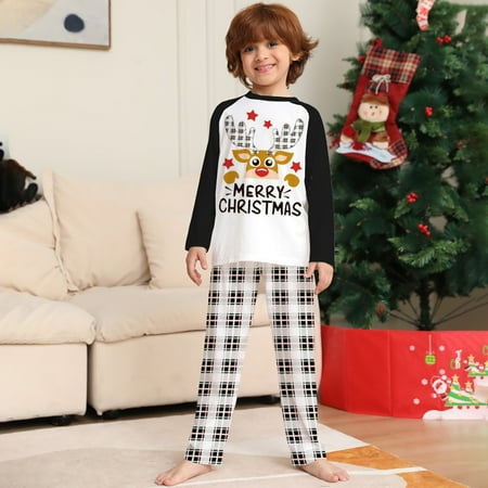 

Christmas decorations Stocking stuffers Black Christmas Fashion Long Sleeves Child Printed Top+Pants Family Matching Pajamas Set