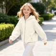 thumbnail image 5 of YOUYEDIAN Jackets for Girls Fall Winter Full Zip up Hooded Jacket Casual Long Sleeve Fleece Hoodie, 5 of 5