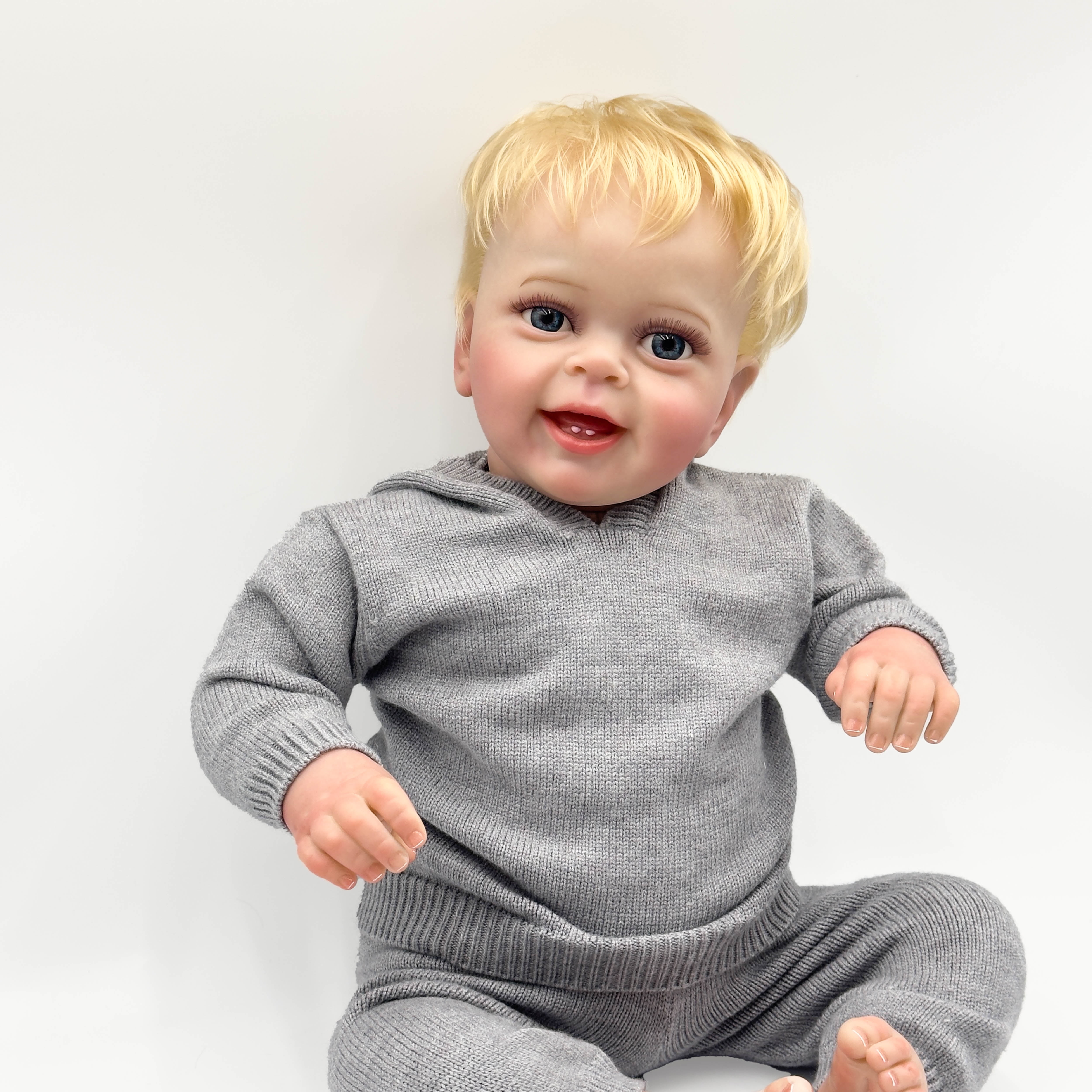 iCradle Finished Handmade 24 Inch 58cm Reborn Toddlers Boys Doll Realistic Baby Boy Doll Soft Vinyl Newborn Baby Dolls That Look Real Life Reborn Baby Doll Xmas Birthday Gift for Kids Age 3+