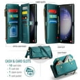 thumbnail image 2 of for Samsung Galaxy S23 Ultra Full Body Protection Wallet Folio Flip Case, Shoulder Strap & Wristlet Card Slots Zipper Pocket RFID Blocking Rugged Durable PU Leather Phone Case Cover, Green, 2 of 10