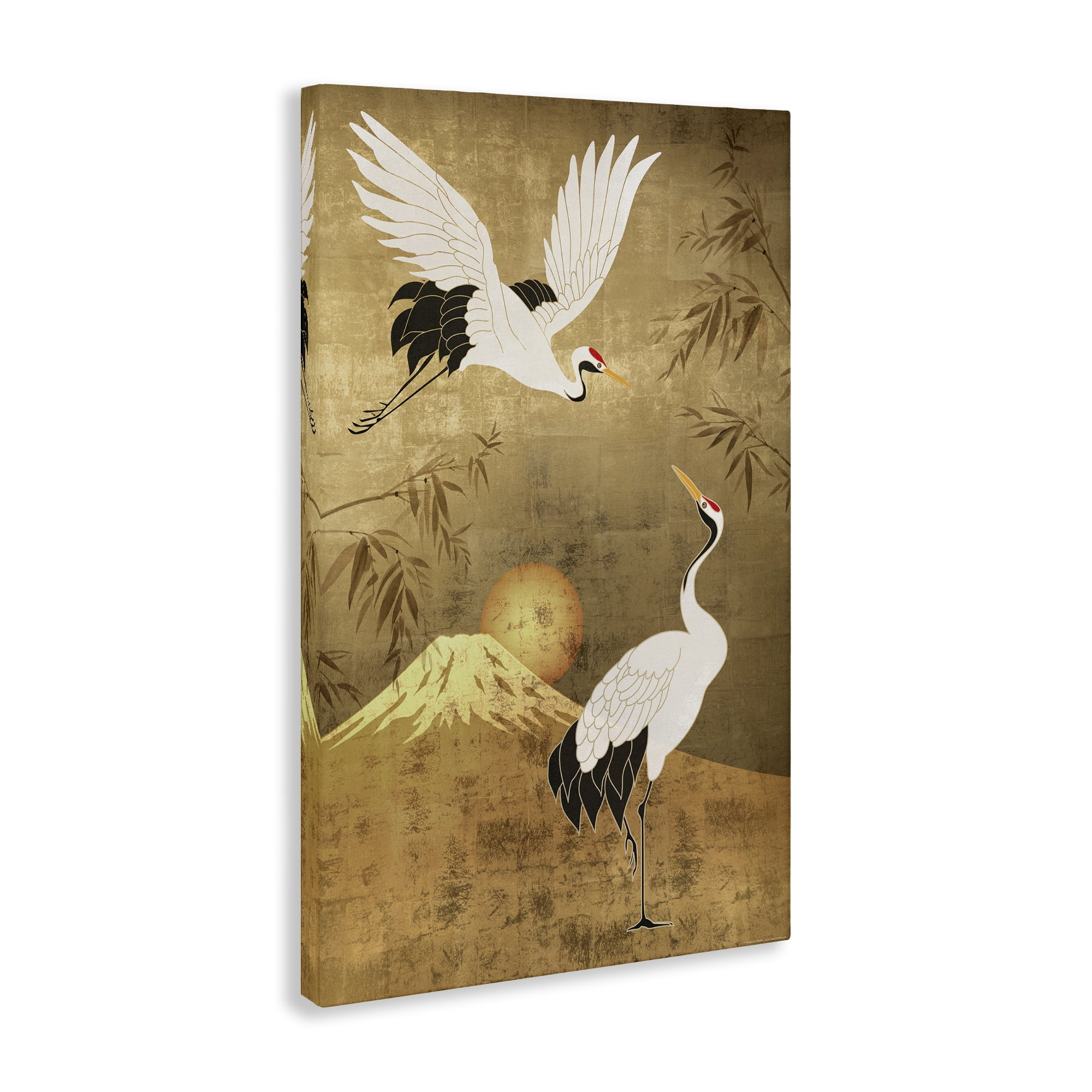 Stupell Industries Traditional Cranes & Mountain Animals Painting Wrapped Canvas Art Print Wall Art, 30 x 45
