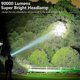 thumbnail image 2 of Led Rechargeable Headlamps, 90000 Lumen Super Bright Headlamp Flashlight 90adjustable 4 Modes Ipx5 Waterproof Usb Rechargeable Head Lamp, 2 of 5