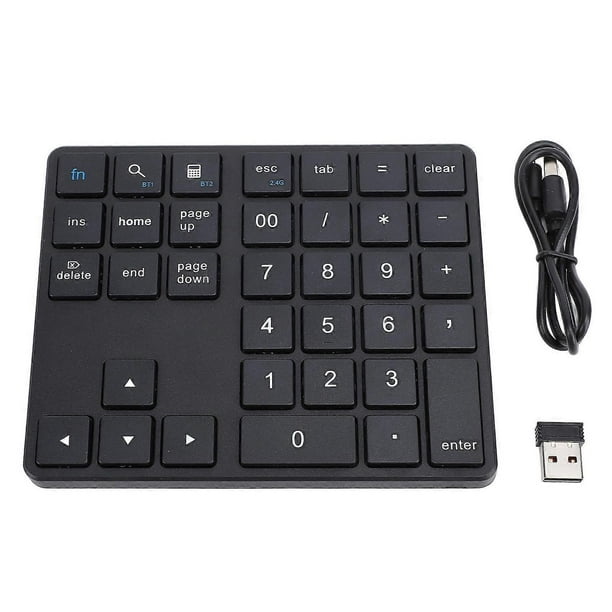 Clavier numérique 35 touches avec récepteur 2,4 GHz sans fil BT5.0 BT3.0 pour ordinateur portable OS X, ordinateur de bureau, smartphone, noir