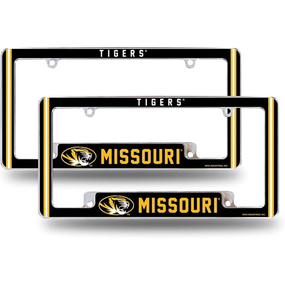 Missouri-Tiger's (Set of 2) Chrome Metal License Plate Frames with Bold Full Frame Design