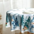 thumbnail image 3 of Winter Snowman Round Tablecloth 60 inch Deer Snowflake Circle Table Cloth Green Tree Tablecloths for Circular Tables for Home Kitchen Picnic Dining Indoor Outdoor, 3 of 8