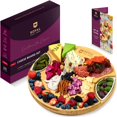 thumbnail image 1 of ROYAL CRAFT WOOD Large Round Cheese Board and Knife Set - Charcuterie Board, Bamboo Cheese Board Set, Cheese Tray Set, Wooden Cheese Plate Set 13.7 Inch, 1 of 5