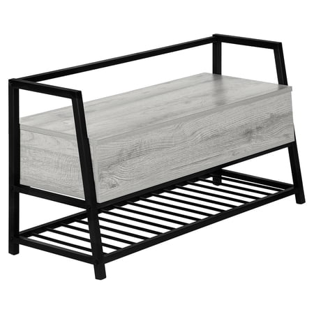 42" Grey MDF Bench with Black Metal Frame | Solves Entryway and Hallway Clutter | Enjoy a Clean and Organized Look
