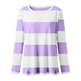 thumbnail image 4 of Fitted Long Sleeve Shirt Wome Womens Long Sleeve Shirts T Shirts Crew Neck Shirts Basic Tee Comfy Striped Printed Tops Blouse, 4 of 5
