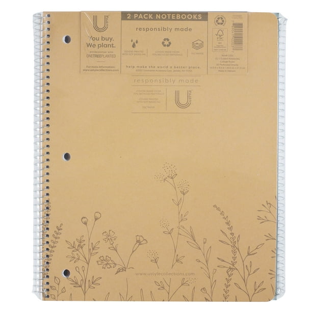 U Style Eco-Friendly 1 Notebook, Pack, 80 Sheets Walmart.com