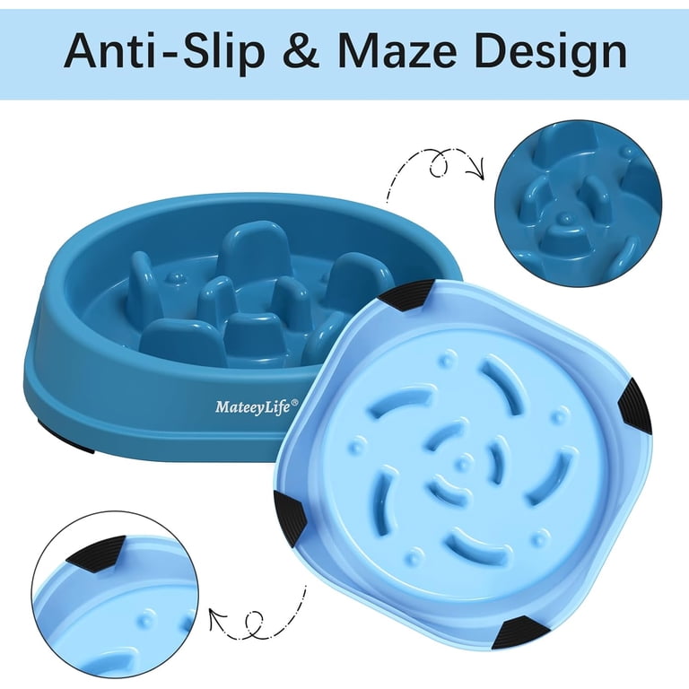 MateeyLife Slow Feeder Dog Bowls, 2-Pack, 1 Cup, Blue photo 4