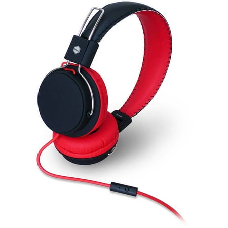 - MQbix MQHT570 Earfoam Layers High-Performance Headphones with Mic - Black/Red
