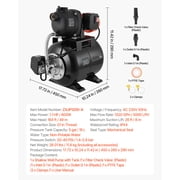 KFFKFF 1.1 HP Shallow Well Pump with Pressure Tank, 120V 1320 GPH, Plastic Jet Pump with 5-Gallon Tank, Automatic Water Transfer System, 20/40 PSI Pressure Switch, Suitable for Home Garden