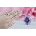 thumbnail image 3 of Dazzlingrock Collection 9X7mm Pear Amethyst & Round White Diamond Teardrop Halo Engagement Ring for Women (0.25 ctw, Color I-J, Clarity I1-I2) in 14K White Gold, Size 5.5, 3 of 6