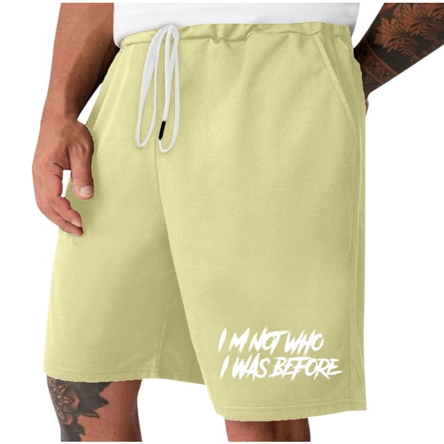 Mens Casual Shorts Lace-Up Elástico Cintura Bolsillo Ejercicio Fitness Hogar Pantalones de Media Longitud para Diario