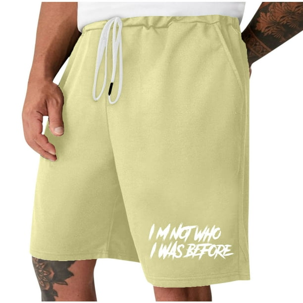 Mens Casual Shorts Lace-Up Elástico Cintura Bolsillo Ejercicio Fitness Hogar Pantalones de Media Longitud para Diario