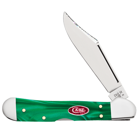 Case XX Knives Mini Copperlock Green Pearl Stainless Pocket Knife