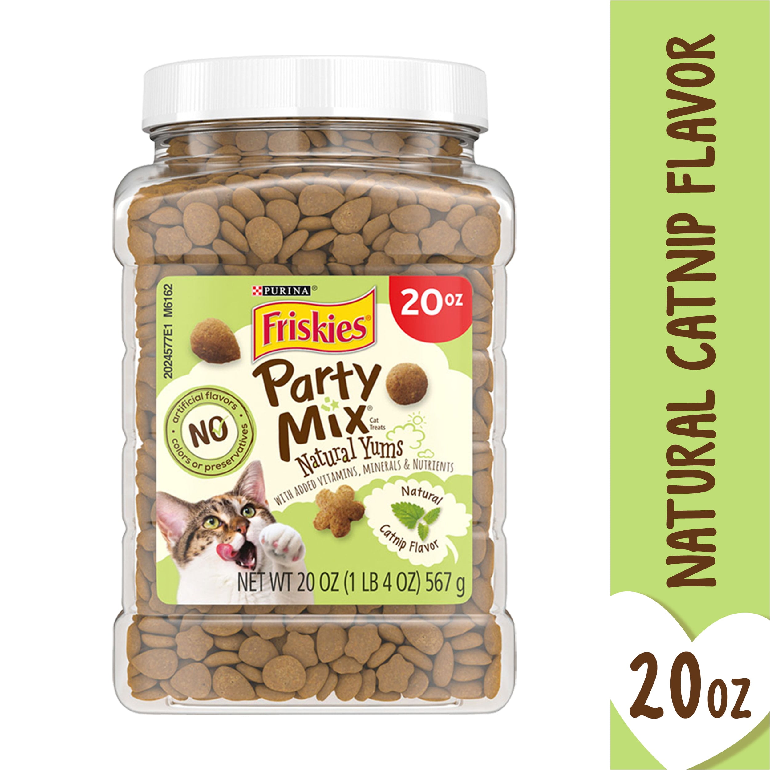 (6 pack) Purina Friskies Party Mix Natural Catnip Flavor Yums Treats for Cats, 20 oz Canister