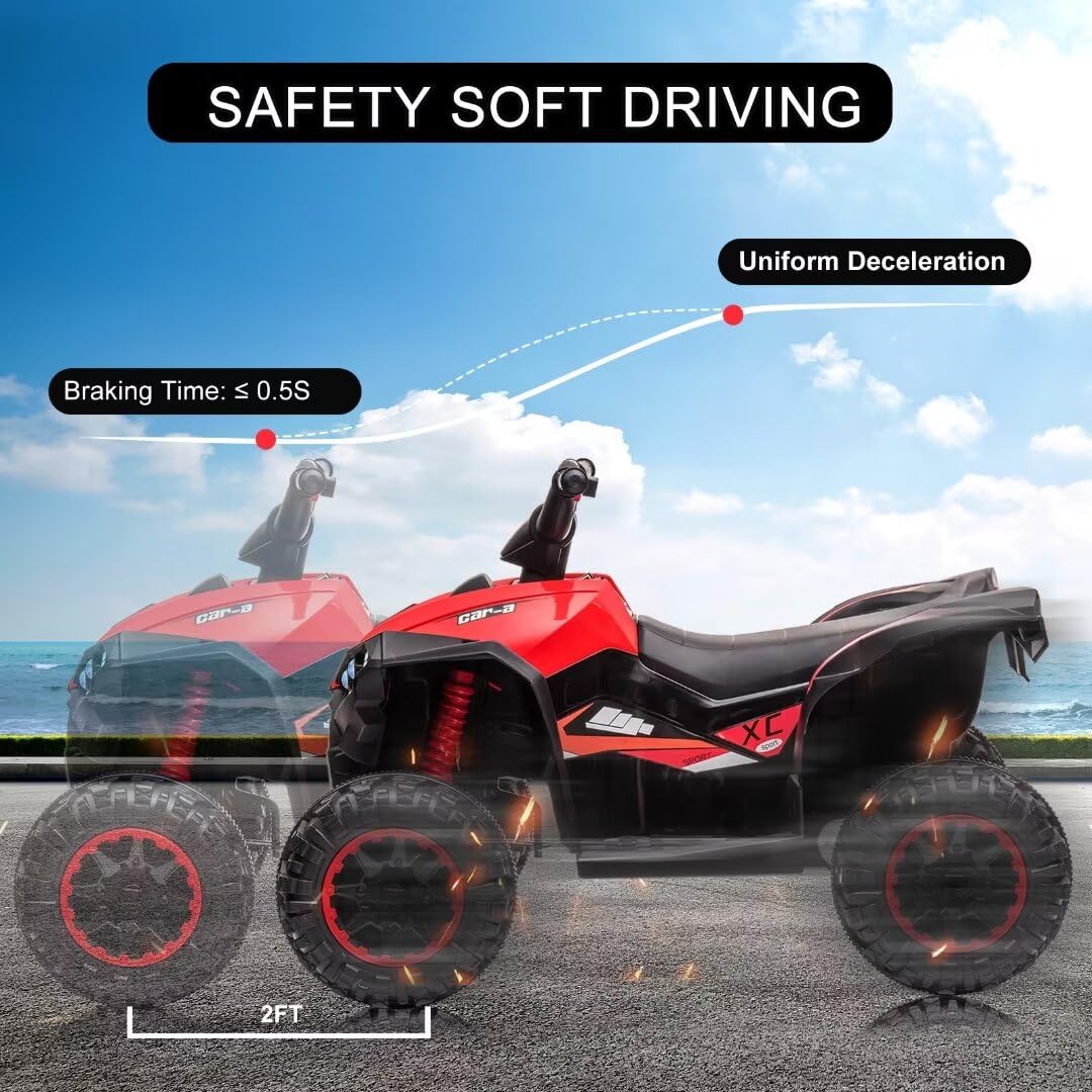 TROPOW Electric Ride On Cars with Remote Control,Kids Ride On ATV 4 Wheeler, Electric Battery-Powered with Remote Control, Music, Horn, Led Lights, USB Port