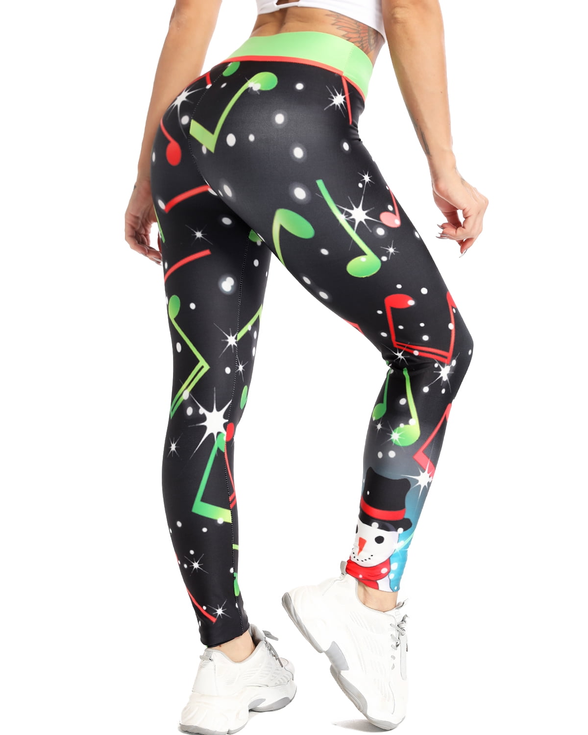 SEASUM - SEASUM Women's Christmas Printed Yoga Leggings Tummy Control Workout Pants Gym Fitness