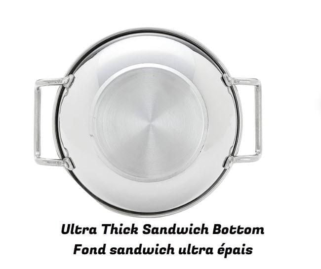 Sunwealth heavy duty 2.6 quarts Sandwich bottom Stainless Steel Kadhai 22.5 cm diameter
