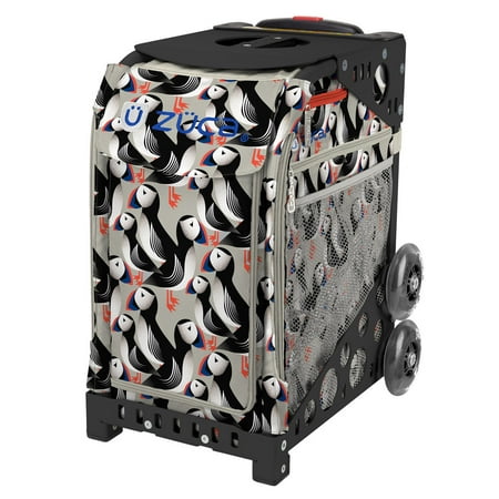 Zuca 18 Sport Bag - Playful Puffins with Flashing Wheels (Black Frame)