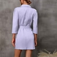 thumbnail image 5 of Lovskoo Women's Work Dresses Business Long Sleeve Belted Double Breasted Blazer Dress Purple, 5 of 6