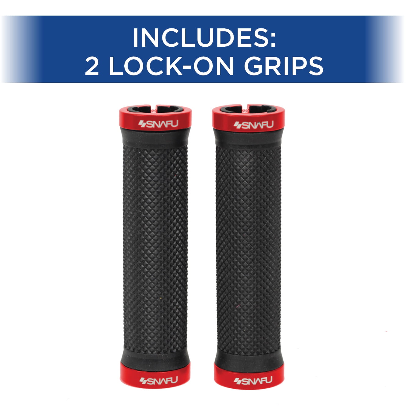 Snafu Lock on Mountain Bike Grips (No Slip, Red)