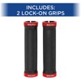Snafu Lock on Mountain Bike Grips (No Slip, Red)
