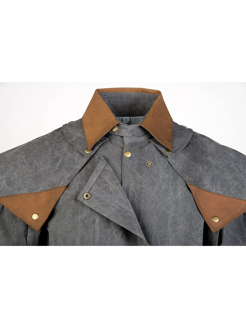 L Mens Oilskin Western Australian Waterproof Duster Coat Jacket