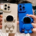 thumbnail image 6 of Compatible for iPhone 13 Pro Max Cute Case, 6D Astronaut Hidden Stand Phone Case for Women Girls Soft TPU Shockproof Back Cover - Blue, 6 of 11