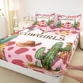 thumbnail image 4 of jejeloiu Cowgirl Watercolor Desert Full Size Sheets Kids,Pink Cow Print Bed Sheets,4-Piece, 4 of 6