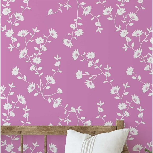 S4Sassy Peel & Stick Vinyl Wallpaper, Floral Vine Wallpaper Contact Paper Waterproof - Pink, 25"x360" ,Removable Wall Covering for Home Decor in Bedrooms, Renter Spaces, Cabinets
