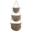 thumbnail image 1 of CSChome Storage Basket Fruit Hanging Basket Hollow Design Breathable Handmade Three layer Decorative Rope Woven Basket for Vegetables and Fruits, 1 of 7