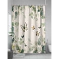 thumbnail image 5 of Shower Curtain Eucalyptus Leaf Butterfly Shower Curtains for Bathroom, Waterproof Polyester Shower Curtain Set with Hooks, Extra Long 72" x 96" Ombre Green Leaf, 5 of 6