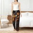 thumbnail image 5 of Women Comfy Pajama Pants Lounge Bottoms Long Wide Leg, Fire King Tiger Face Art, 5 of 5