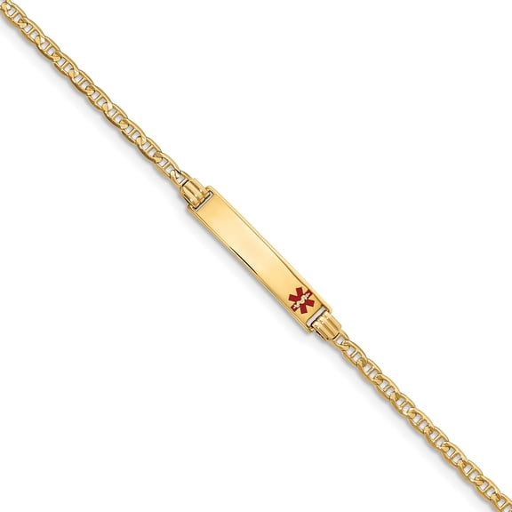 14K Medical 6 Anchor Link Child ID Bracelet in 14k Yellow Gold